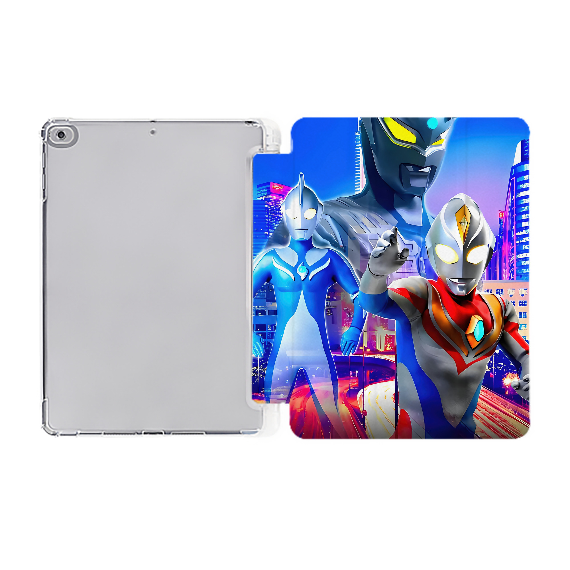 （画像用） ウルトラマン Ultraman IPad ケース ペン収納付き 三つ折りスタンド PUレザー×シリコン 対応機種9.5/10.5/10.9インチ